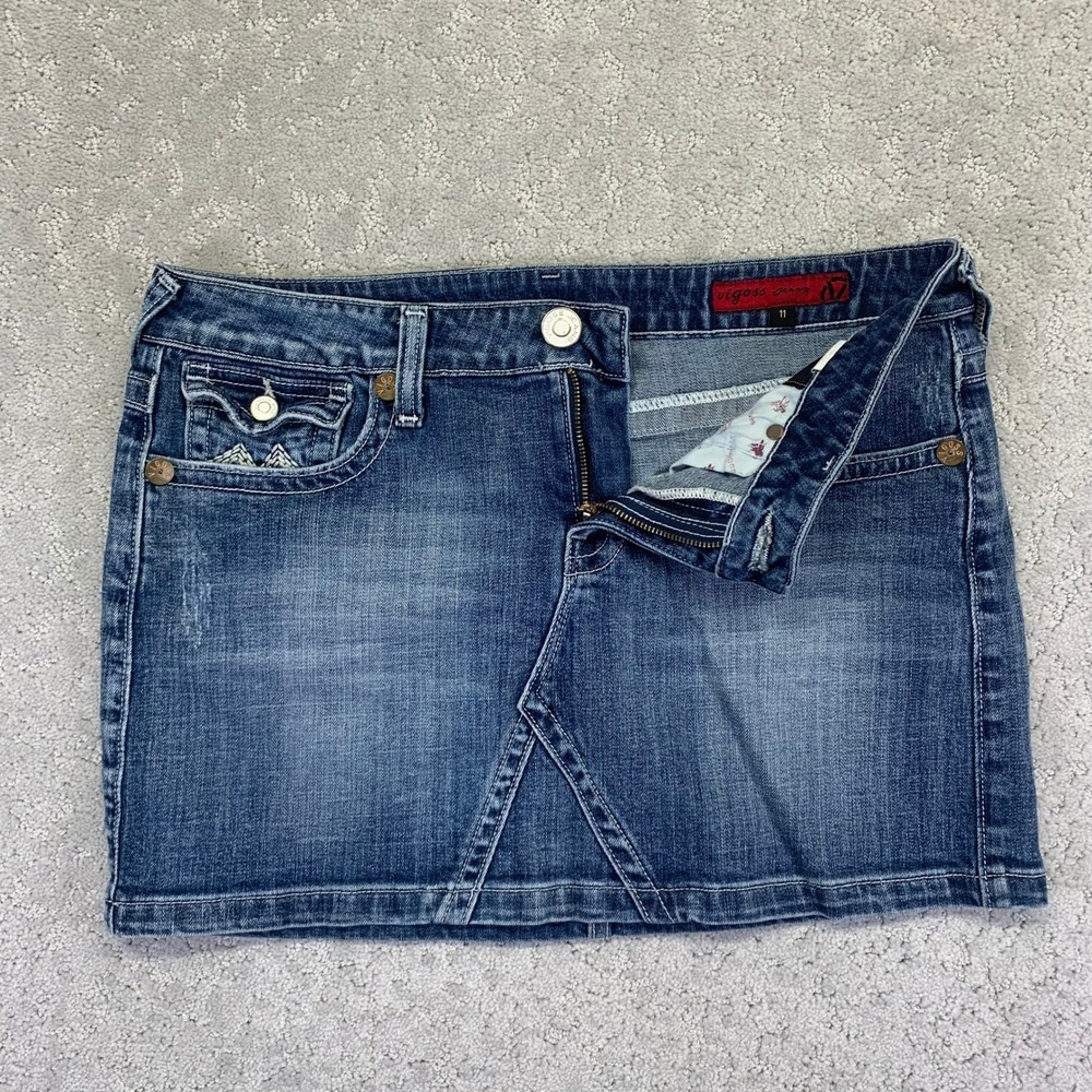 Vigoss Jeans Womens‎ Denim Mini Skirt Blue Distressed Size 11